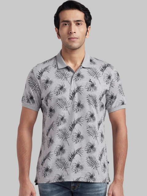 

Parx Men Grey Printed Polo Collar T-shirt