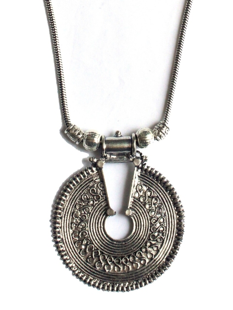 

Natures Buggy Oxidized Silver-Plated Round Pendant With Chain