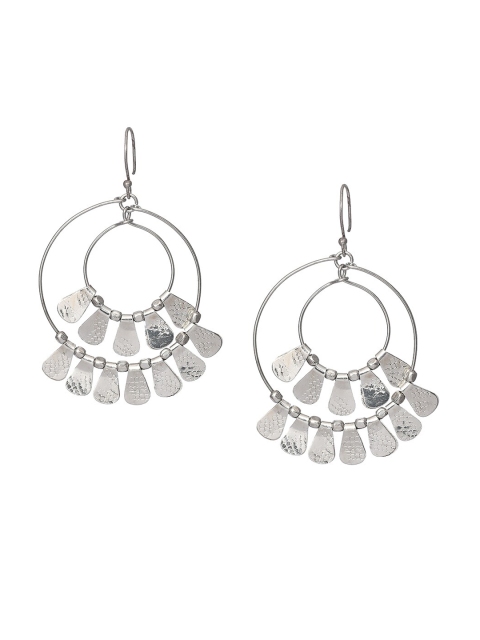 

Bodh Design Silver-Toned Contemporary Drop Earrings