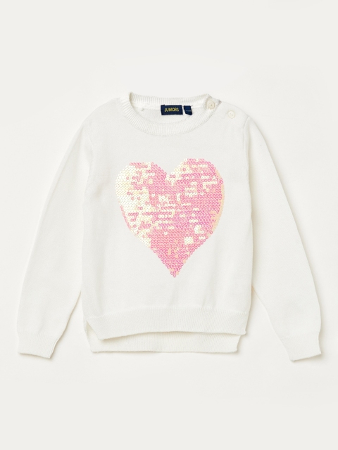 

Juniors by Lifestyle Girls Off-White Solid Pullover Sweater