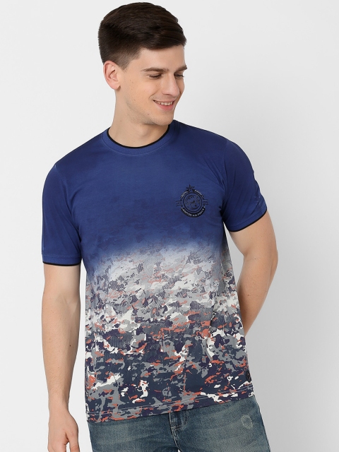 

MARCA Disati Men Blue Printed Round Neck T-shirt
