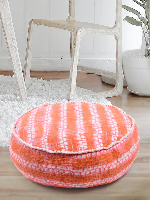 

Tistabene Orange & Pink Printed Round Floor Cushion