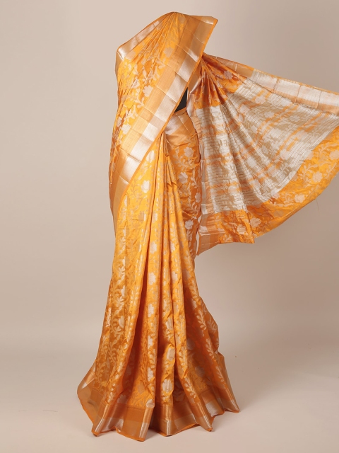 

Pothys Mustard Yellow Woven Design Jute Silk Saree