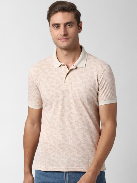 

Peter England Casuals Men Beige Printed Polo Collar Slim Fit T-shirt