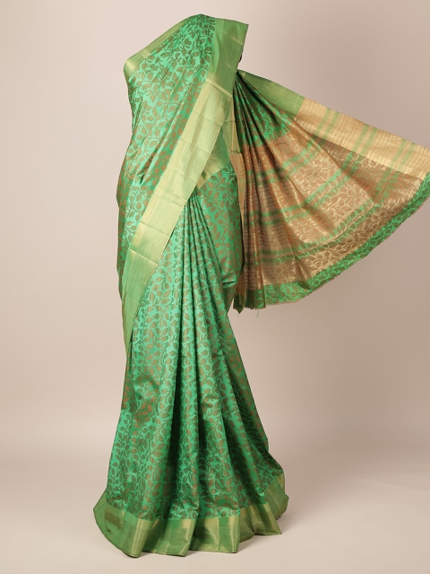 

Pothys Green Printed Jute Silk Saree