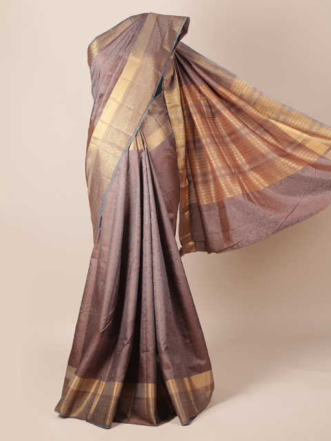 

Pothys Grey & Gold-Toned Jute Silk Woven Design Saree