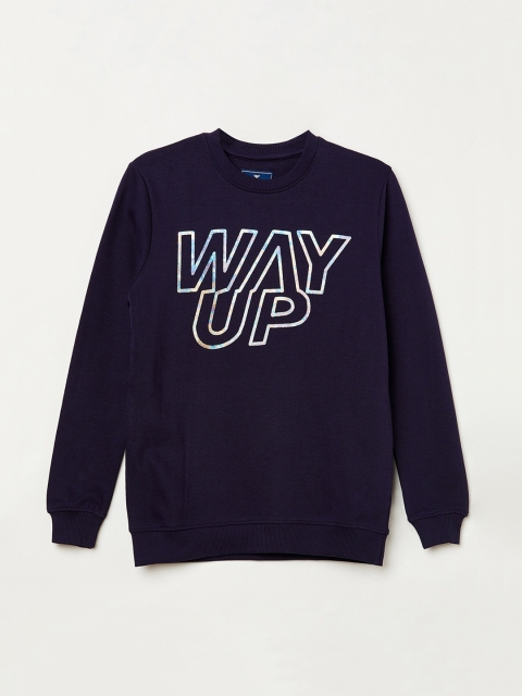 

Fame Forever by Lifestyle Boys Navy Blue & Off-White Printed Sweatshirt