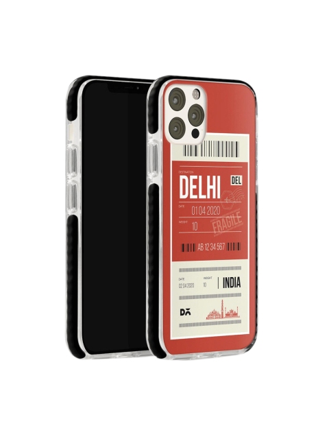 

DailyObjects Orange & Beige Delhi City Tag iPhone 12 Pro Stride Back Cover, Red