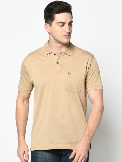 

Duke Men Beige Solid Polo Collar T-shirt