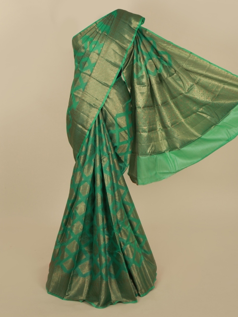 

Pothys Green Jute Silk Woven Design Tussar Saree