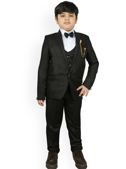 

SG YUVRAJ Boys Black Solid 4 Piece Suit