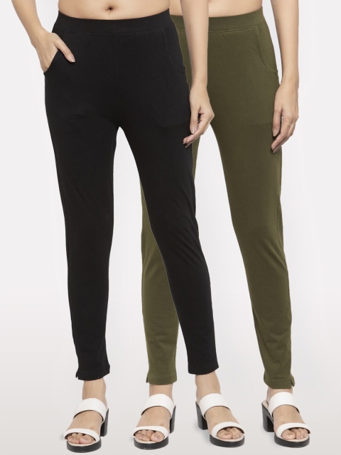 

NEUDIS Women Black & Olive Solid Kurti Pant