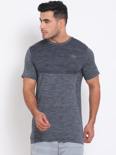 

New Balance Men Grey Colourblocked Round Neck T-shirt
