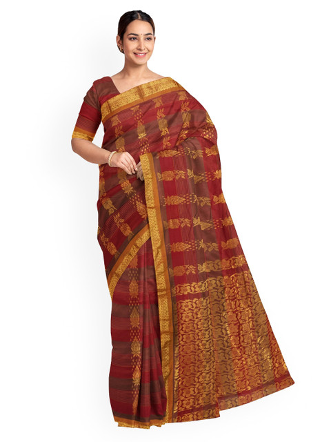 

KLM Fashion Mall Brown Woven Design Silk Blend Saree