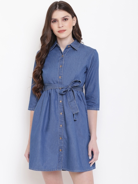 

Mayra Women Blue Solid Shirt Dress