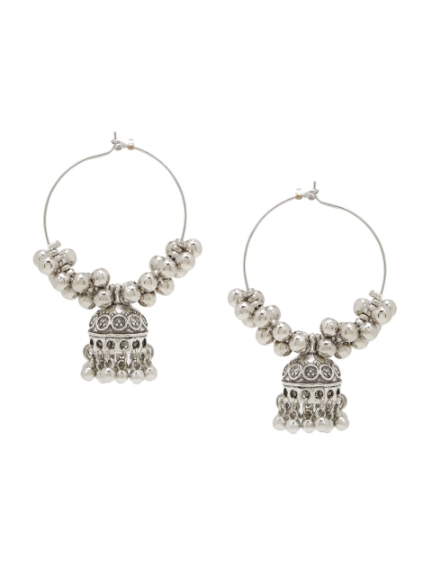 

SATCHEL Silver-Toned Contemporary Jhumkas