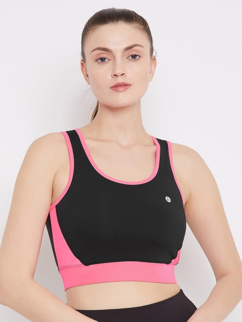 

Athleto Black & Pink Colourblocked Non-Wired Lightly Padded Workout Bra AWBT010