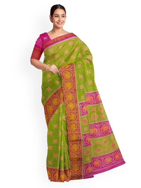 

KLM Fashion Mall Green & Pink Art Silk Printed Saree