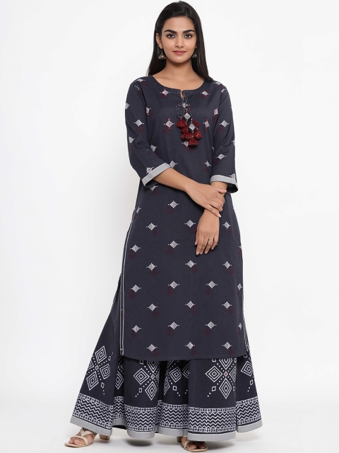 

PIROH Women Grey Printed Kurta with Skirt