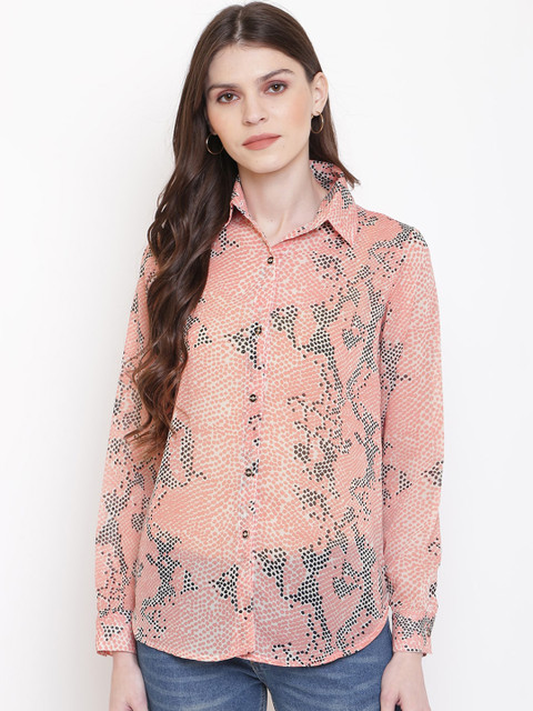 

Mayra Women Pink Slim Fit Printed Casual Shirt