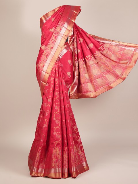 

Pothys Red Embroidered Jute Silk Saree