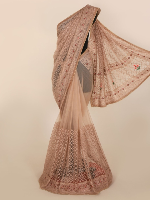 

Pothys Cream-Coloured Woven Design Net Saree