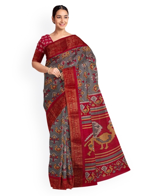 

KLM Fashion Mall Grey Printed Saree