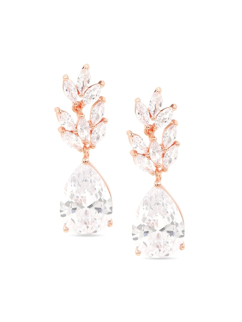 

Yellow Chimes Rose Gold-Plated & White Contemporary Drop Earrings