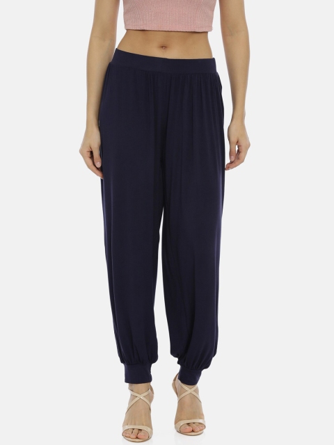 

Bitz Women Navy Blue Solid Harem Pants