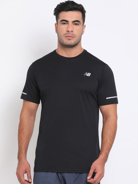 

New Balance Men Black Solid Round Neck T-shirt