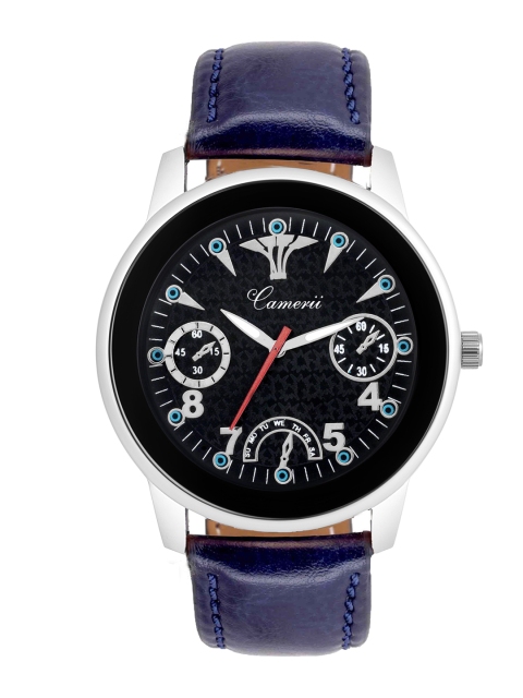 

Camerii Men Silver-Toned & Black Analogue Watch