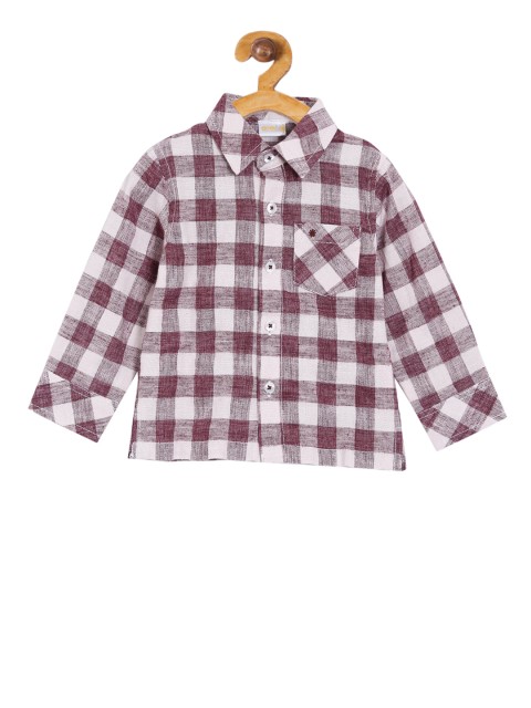 

Aomi Boys Maroon & White Regular Fit Checked Casual Shirt