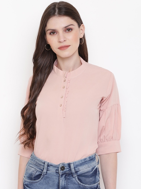 

Mayra Women Pink Solid Shirt Style Top
