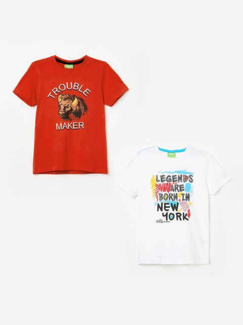

Bossini Boys Pack Of 2 Printed Round Neck T-shirts, Orange