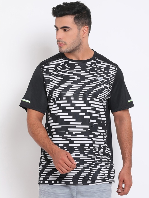 

New Balance Men Black & White Printed Round Neck T-shirt