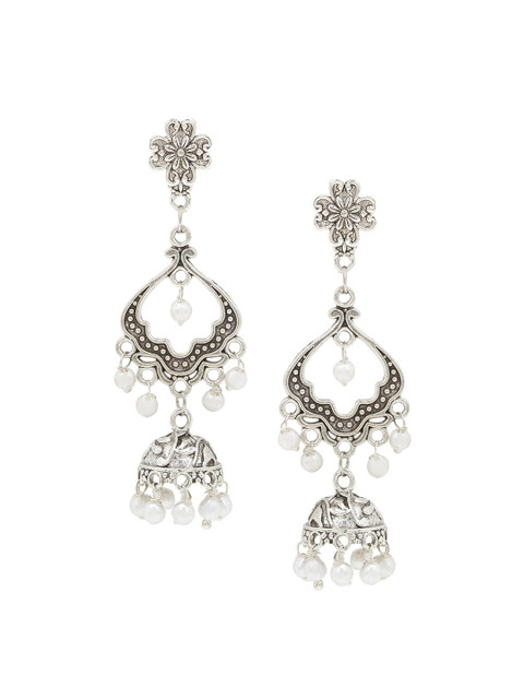 

SATCHEL Silver-Toned Dome Shaped Jhumkas