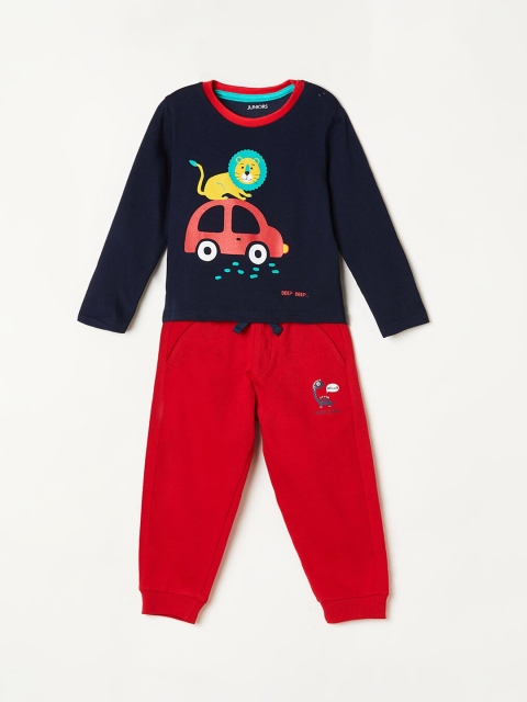 

Juniors by Lifestyle Boys Navy Blue & Red Printed T-shirt with Pyjamas