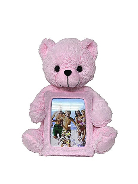 

FUN ZOO TOYS Kids Pink & Black Soft Plush Teddy Bear Soft Toy With Photoframe