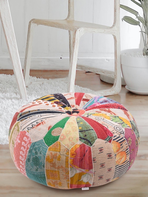

Tistabene Green & Blue Printed Round-Shaped Floor Cushion