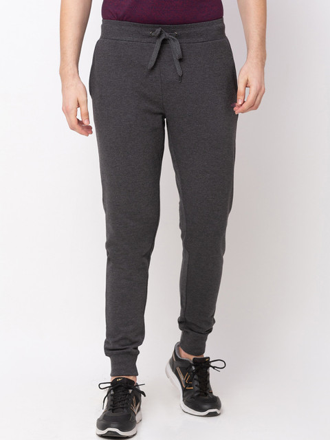 

Globus Men Charcoal-Grey Solid Slim Fit Joggers