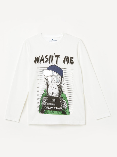 

Fame Forever by Lifestyle Boys Off-White Printed Round Neck T-shirt