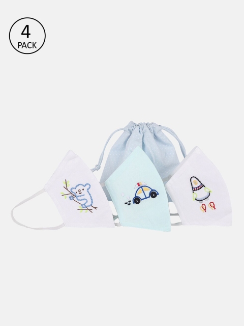 

Nauti Nati Unisex Kids Pack of 4 Kids 3 Ply Mask Essential Kit, White
