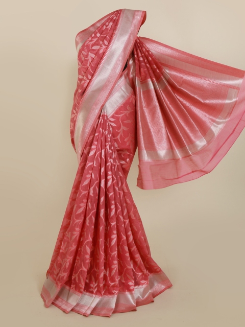 

Pothys Pink Printed Jute Silk Saree