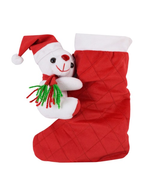 

Ultra Kids Red & White Christmas Stocking With Teddy Hanging Soft Toy