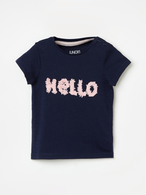 

Juniors by Lifestyle Girls Navy Blue Printed Pure Cotton Top