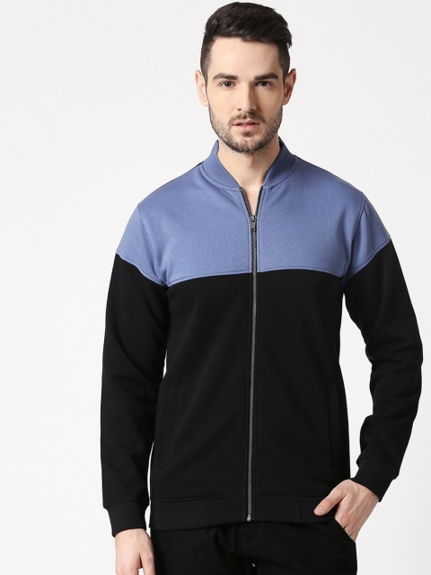 

Bewakoof Men Blue & Black Colourblocked Sweatshirt