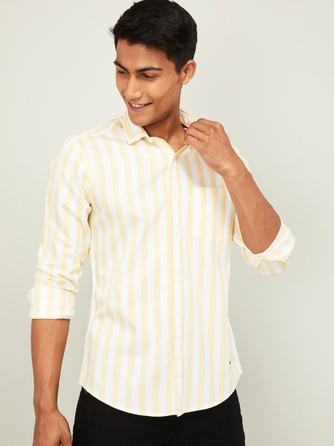

Bossini Men Yellow & White Regular Fit Striped Casual Shirt