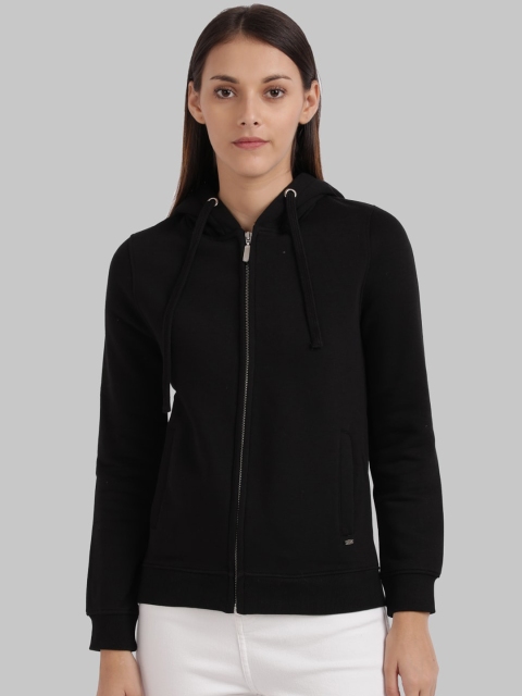 

Parx Women Black Solid Hooded Sweatshirt