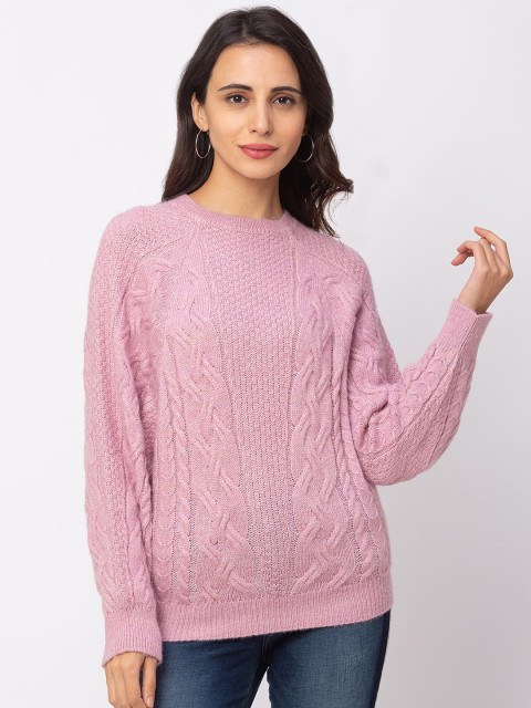 

Globus Women Pink Self Design Pullover Sweater