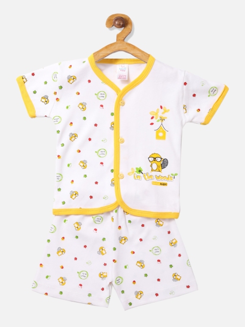

NAUTI KIDZ Girls Yellow & White Printed T-shirt with Shorts